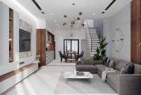 50+ Mẫu Phòng Khách Nhà Ống 5m Có Cầu Thang Đẹp Ấn Tượng